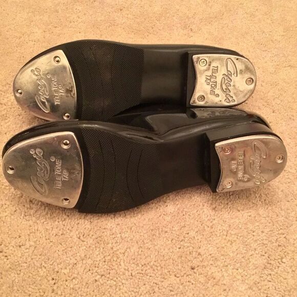 Capezio Tele Tone Mary Jane Tap Shoes Black Patent Leather - Picture 4 of 5